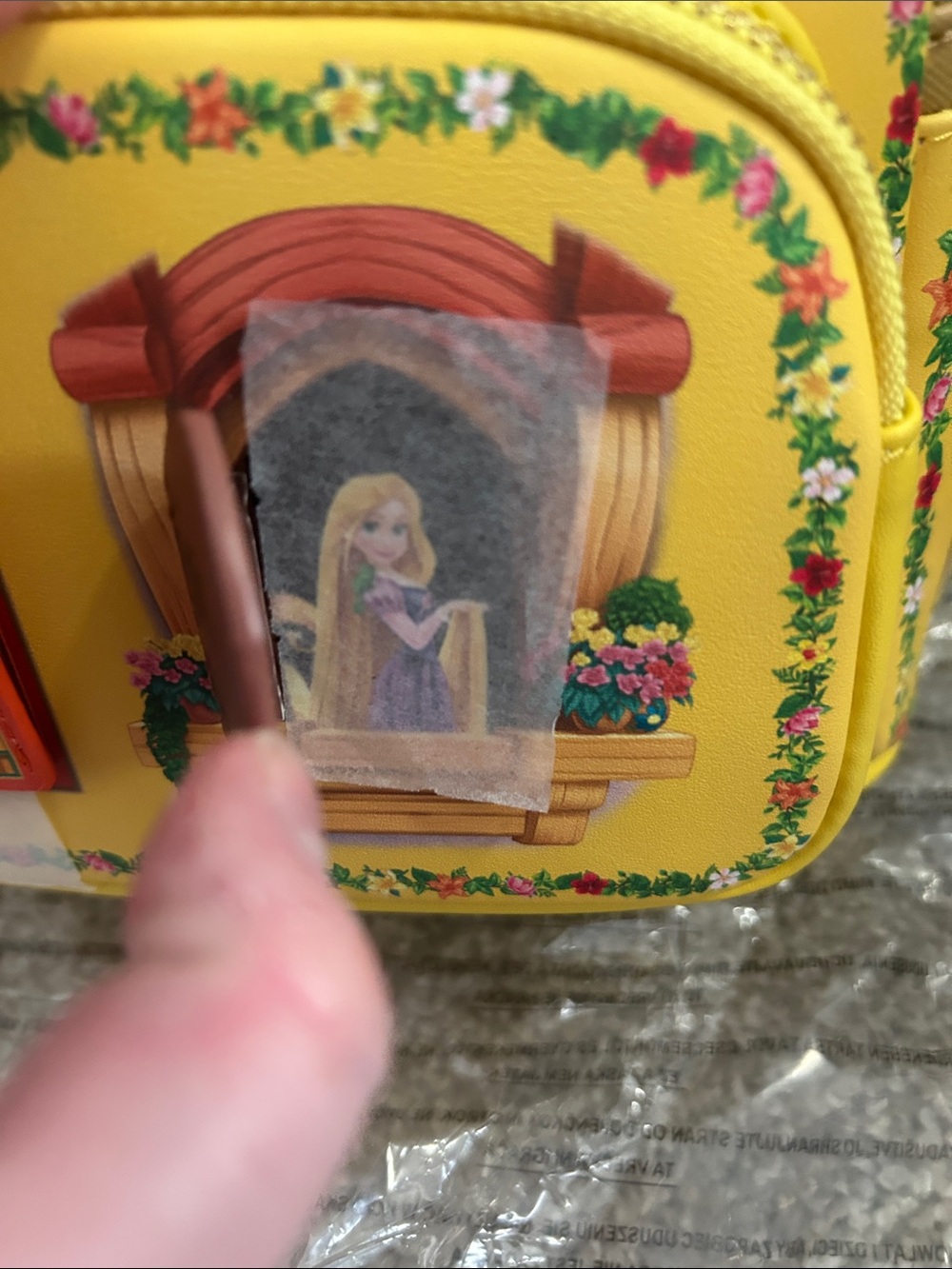 Interactive Loungefly Yellow Backpack with Disney Princess Windows - Picture 4 of 8